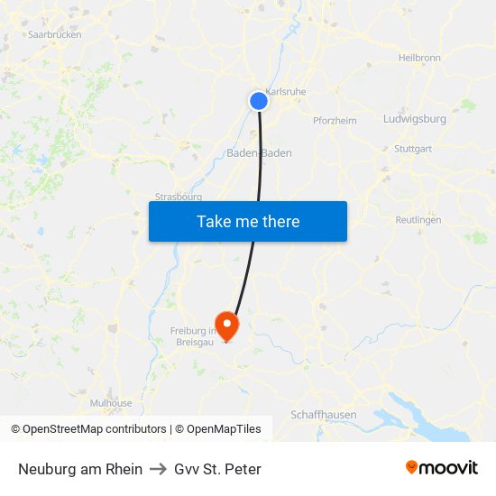 Neuburg am Rhein to Gvv St. Peter map