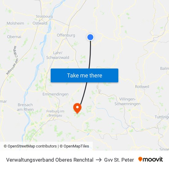 Verwaltungsverband Oberes Renchtal to Gvv St. Peter map