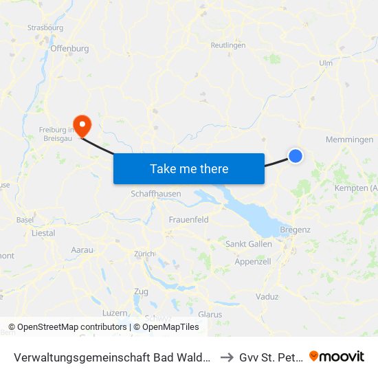 Verwaltungsgemeinschaft Bad Waldsee to Gvv St. Peter map