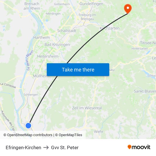 Efringen-Kirchen to Gvv St. Peter map