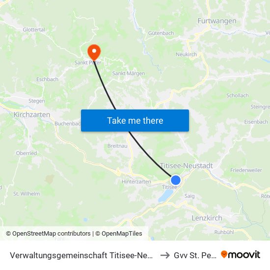 Verwaltungsgemeinschaft Titisee-Neustadt to Gvv St. Peter map