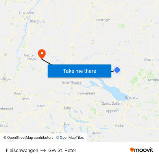 Fleischwangen to Gvv St. Peter map