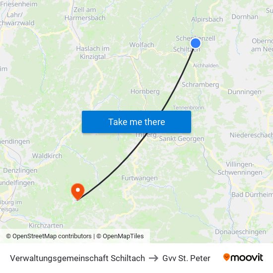 Verwaltungsgemeinschaft Schiltach to Gvv St. Peter map