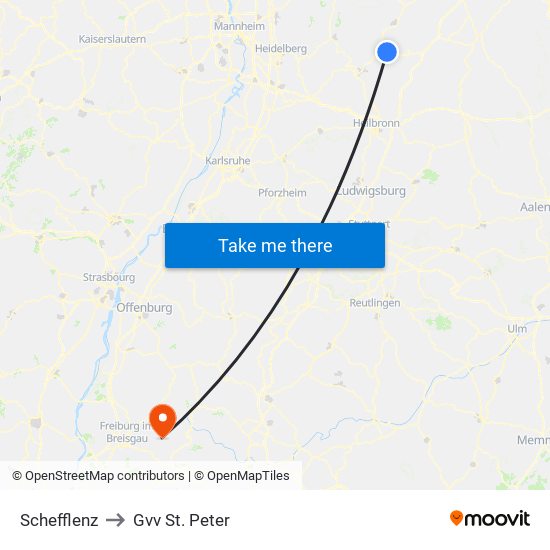 Schefflenz to Gvv St. Peter map
