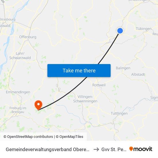 Gemeindeverwaltungsverband Oberes Gäu to Gvv St. Peter map