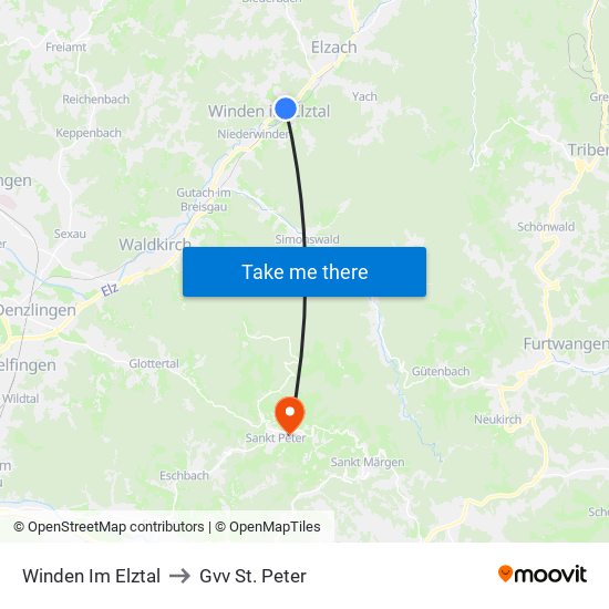 Winden Im Elztal to Gvv St. Peter map