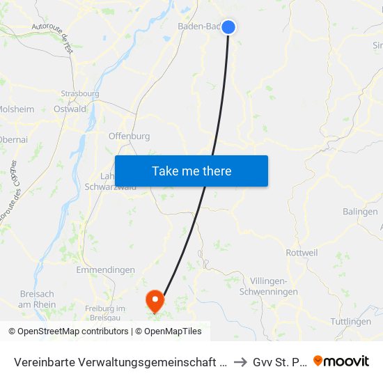 Vereinbarte Verwaltungsgemeinschaft Gernsbach to Gvv St. Peter map