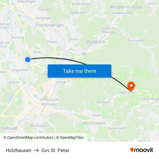 Holzhausen to Gvv St. Peter map