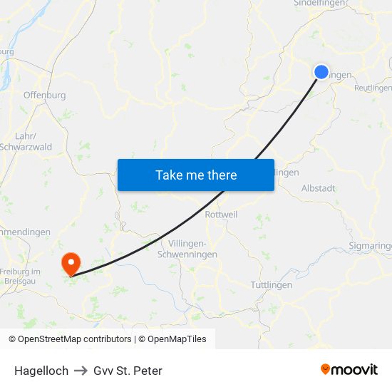 Hagelloch to Gvv St. Peter map