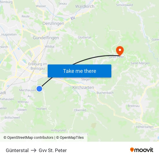 Günterstal to Gvv St. Peter map