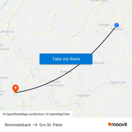 Rommelsbach to Gvv St. Peter map