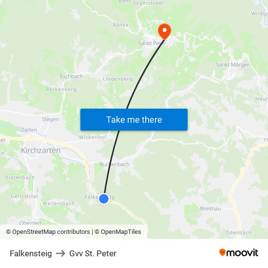 Falkensteig to Gvv St. Peter map
