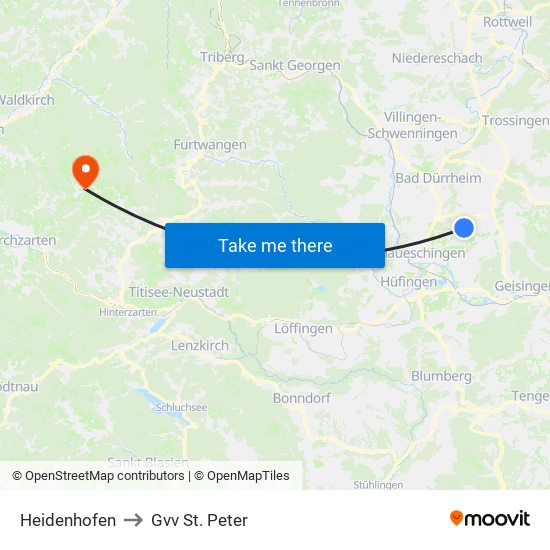 Heidenhofen to Gvv St. Peter map