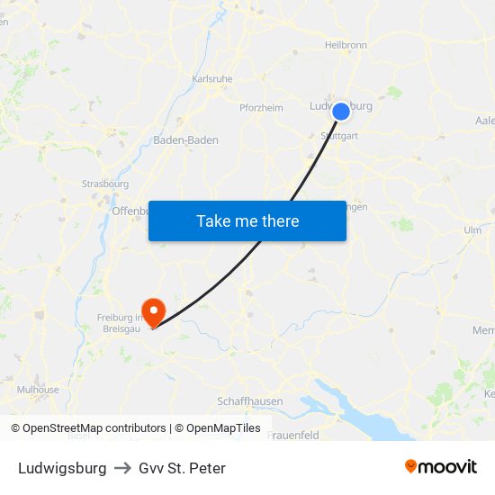 Ludwigsburg to Gvv St. Peter map