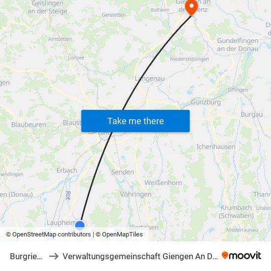 Burgrieden to Verwaltungsgemeinschaft Giengen An Der Brenz map