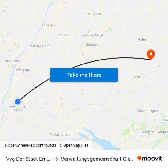 Vvg Der Stadt Emmendingen to Verwaltungsgemeinschaft Giengen An Der Brenz map