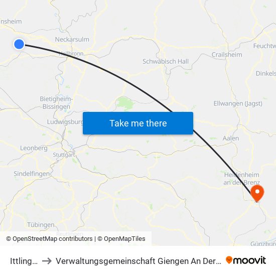 Ittlingen to Verwaltungsgemeinschaft Giengen An Der Brenz map