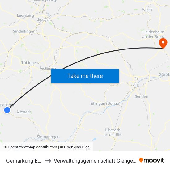 Gemarkung Endingen to Verwaltungsgemeinschaft Giengen An Der Brenz map