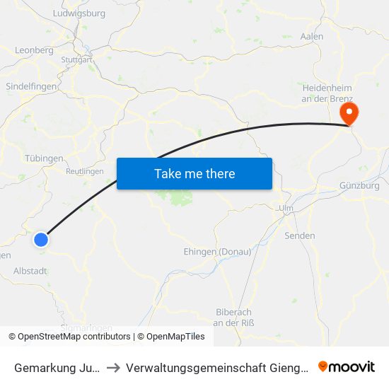 Gemarkung Jungingen to Verwaltungsgemeinschaft Giengen An Der Brenz map