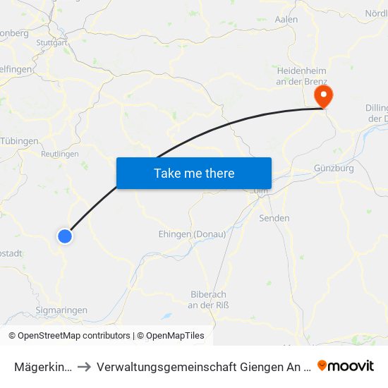 Mägerkingen to Verwaltungsgemeinschaft Giengen An Der Brenz map