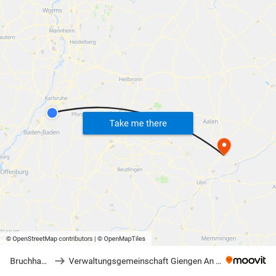 Bruchhausen to Verwaltungsgemeinschaft Giengen An Der Brenz map