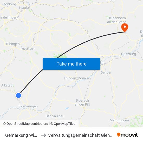 Gemarkung Winterlingen to Verwaltungsgemeinschaft Giengen An Der Brenz map