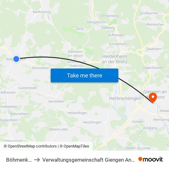 Böhmenkirch to Verwaltungsgemeinschaft Giengen An Der Brenz map