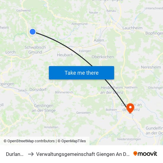 Durlangen to Verwaltungsgemeinschaft Giengen An Der Brenz map