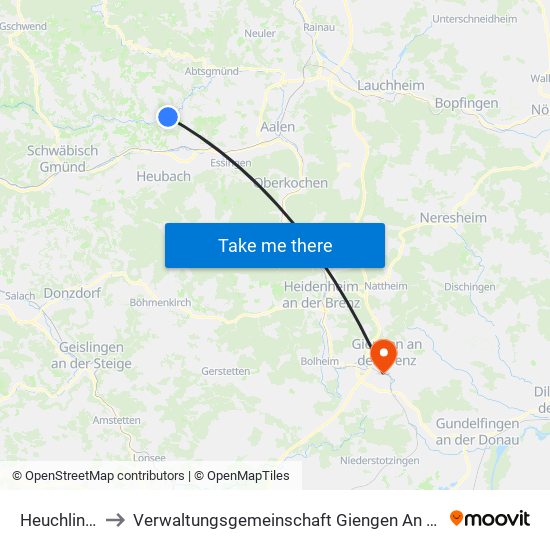 Heuchlingen to Verwaltungsgemeinschaft Giengen An Der Brenz map