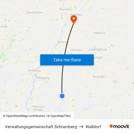Verwaltungsgemeinschaft Schramberg to Walldorf map