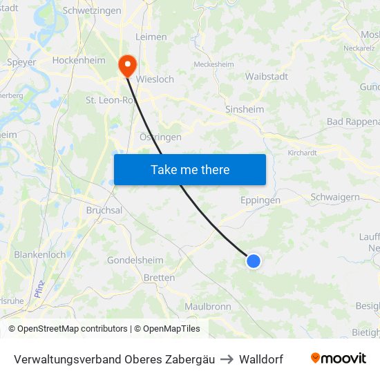 Verwaltungsverband Oberes Zabergäu to Walldorf map