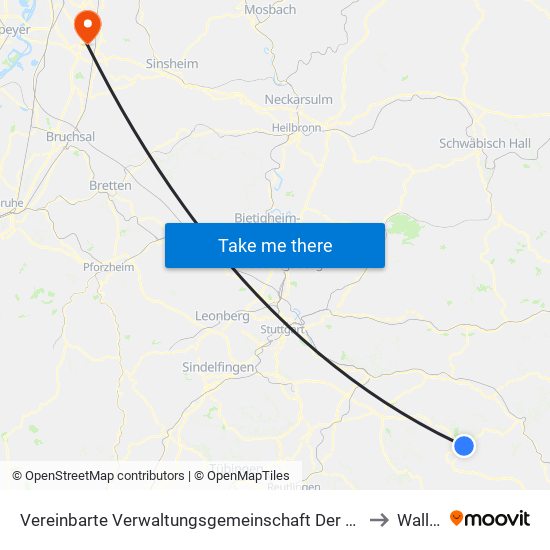 Vereinbarte Verwaltungsgemeinschaft Der Gemeinde Deggingen to Walldorf map