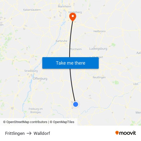 Frittlingen to Walldorf map