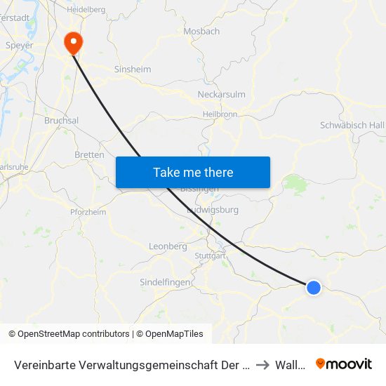 Vereinbarte Verwaltungsgemeinschaft Der Stadt Uhingen to Walldorf map