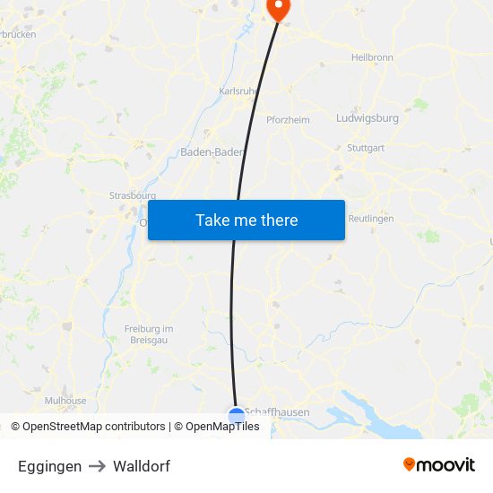 Eggingen to Walldorf map