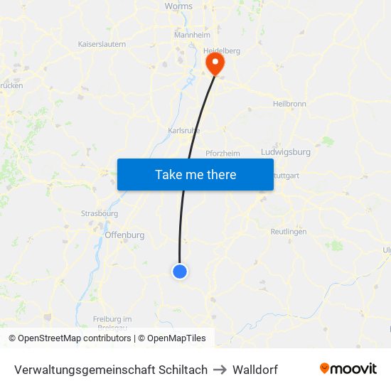 Verwaltungsgemeinschaft Schiltach to Walldorf map