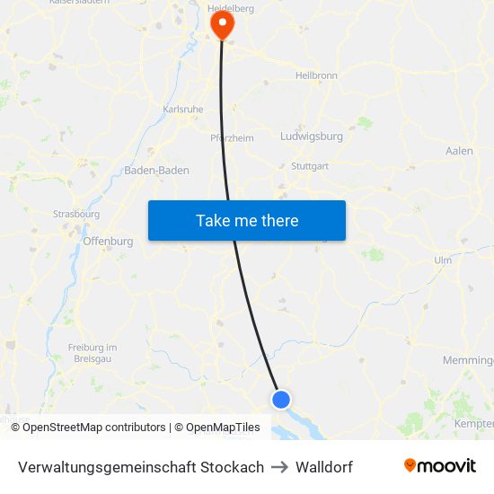 Verwaltungsgemeinschaft Stockach to Walldorf map