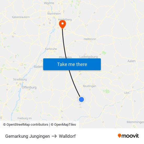 Gemarkung Jungingen to Walldorf map
