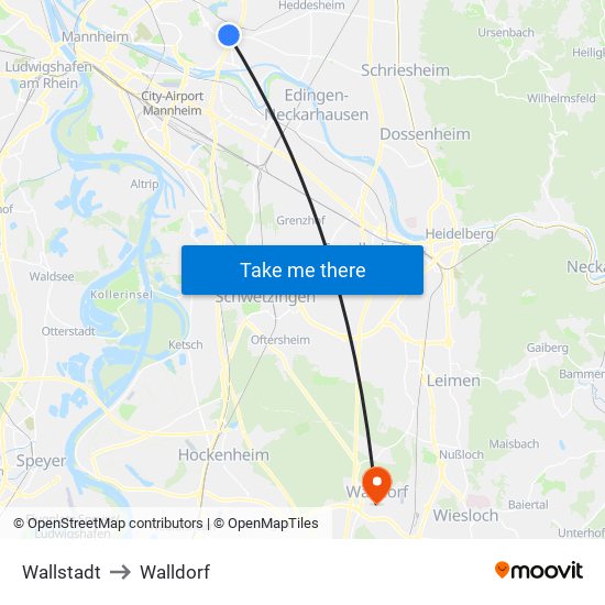 Wallstadt to Walldorf map