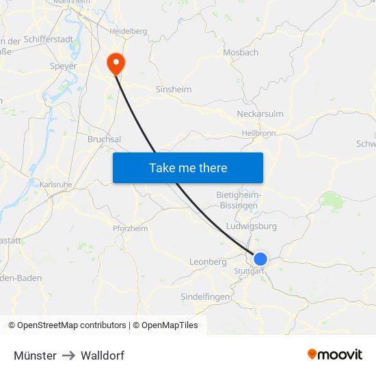 Münster to Walldorf map