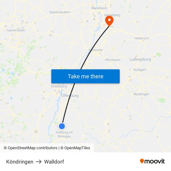 Köndringen to Walldorf map
