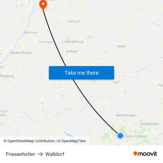 Friesenhofen to Walldorf map