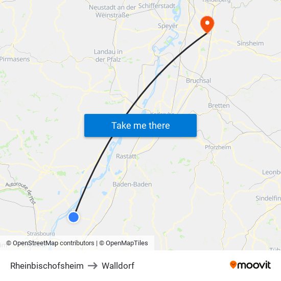 Rheinbischofsheim to Walldorf map