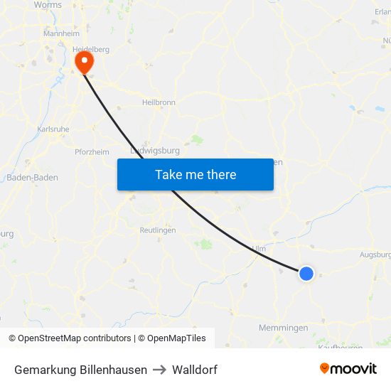 Gemarkung Billenhausen to Walldorf map