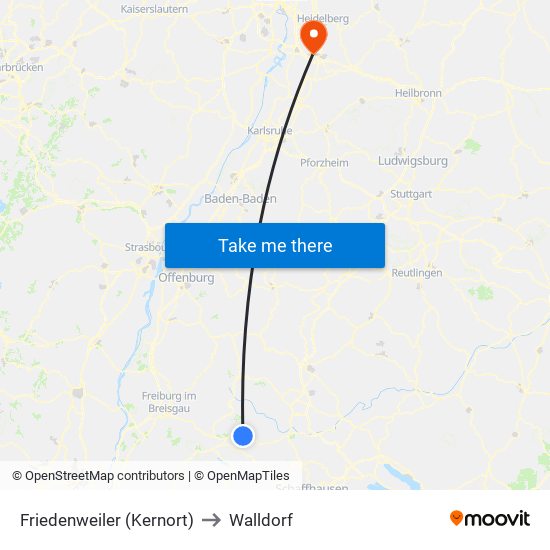 Friedenweiler (Kernort) to Walldorf map