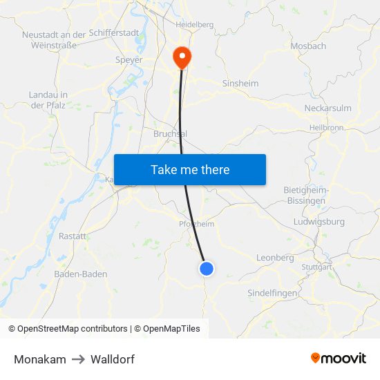Monakam to Walldorf map