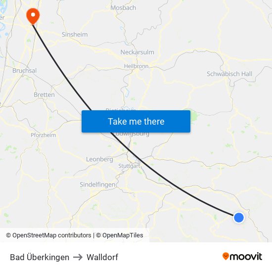 Bad Überkingen to Walldorf map