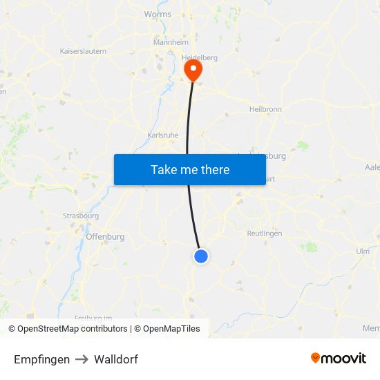 Empfingen to Walldorf map
