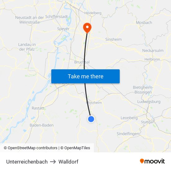 Unterreichenbach to Walldorf map