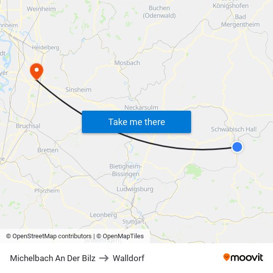 Michelbach An Der Bilz to Walldorf map